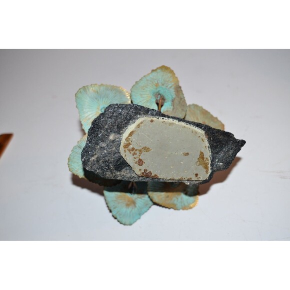 Vtg Demetrius Xethalis Brass African Violet Art Sculpture 6” Stone Base - Picture 9 of 14